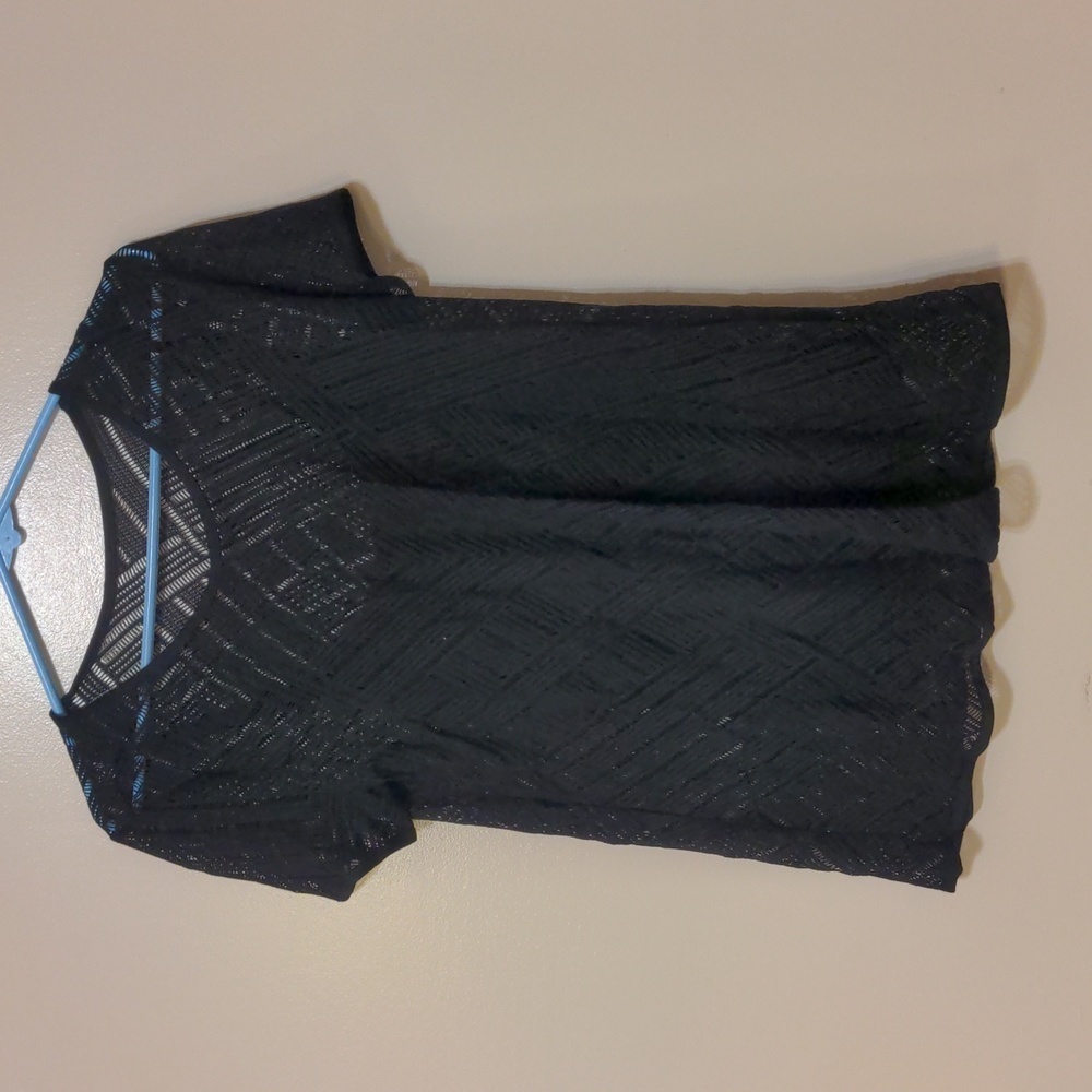 Three Dots - Short Sleeve Lace Tee Shirt - Women's Size XS, Black NEW